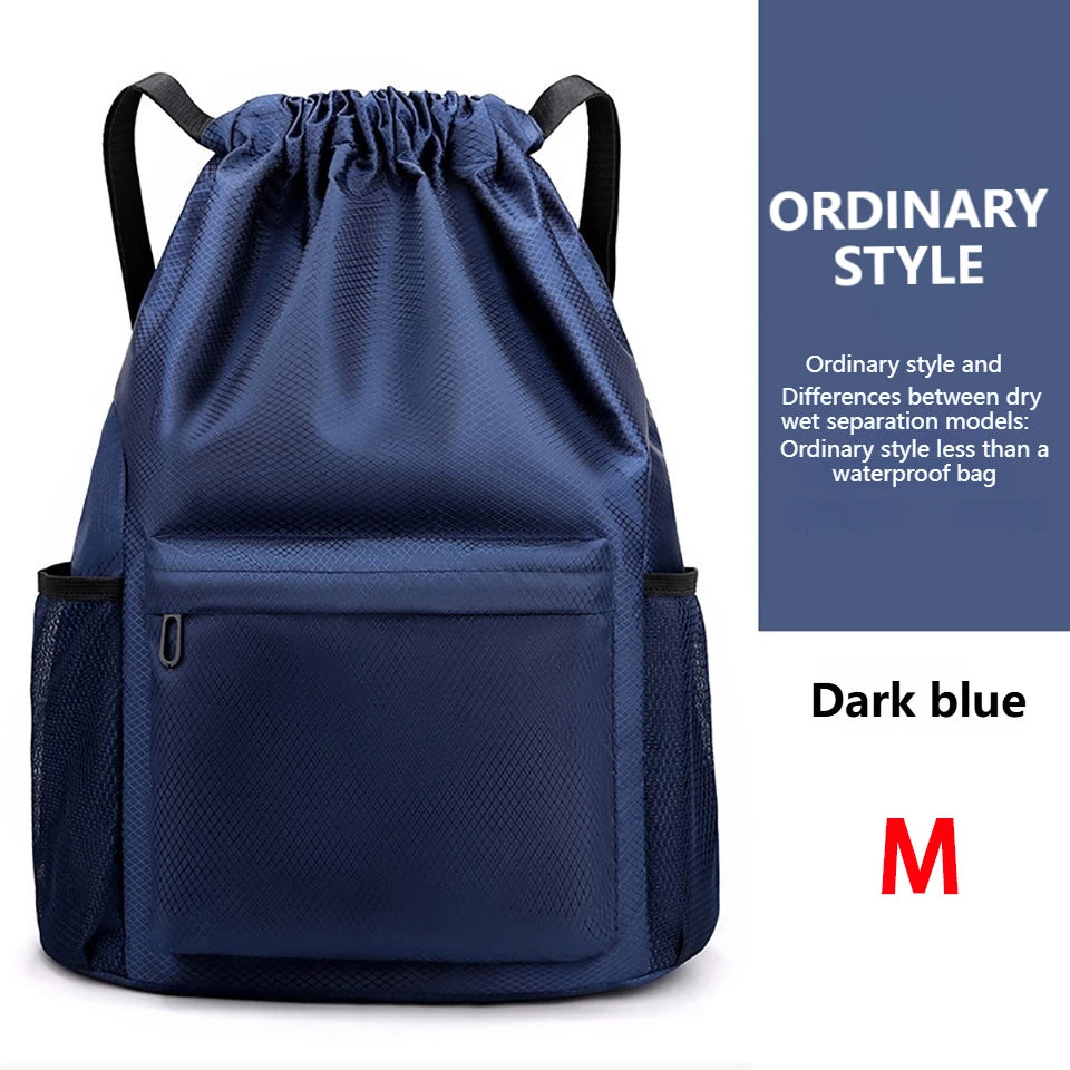 Borsa Sportiva Portatile Per Calcio In Tessuto Oxford A Tinta Unita Con Coulisse E Cinghie Regolabili Grande Capacità