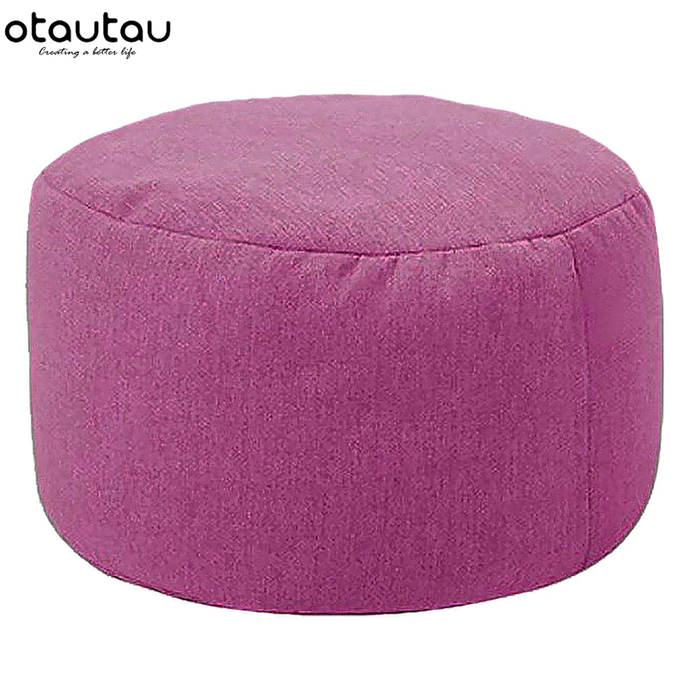 Sgabello Rotondo Diametro 30 Cm Altezza 20 Cm Pouf In Lino Ottomano Con Imbottitura Poggiapiedi Tatami Futon Puff JD001