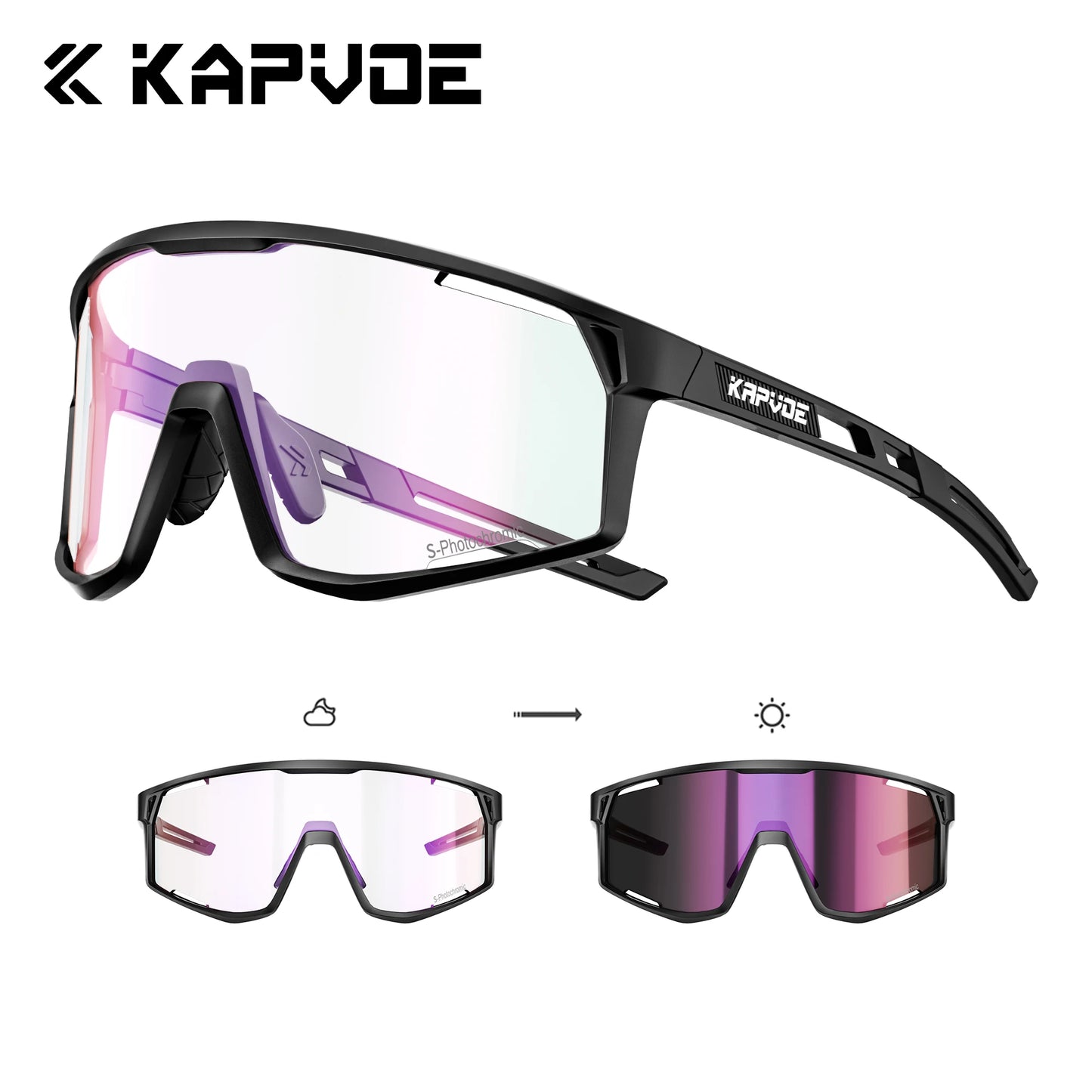 Kapvoe Occhiali Da Sole Fotocromatici Per Ciclismo UV400 Uomo Donna Esterni MTB Strada Escursionismo Occhiali Da Bici