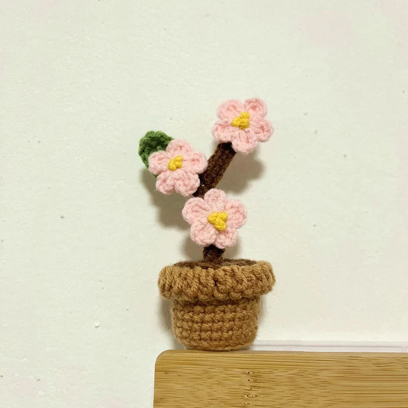 Fiore In Vaso Fai Da Te Rosa Mini Tessuti A Mano Per Scrivania Ufficio Decorazione Casa Filo Di Lana