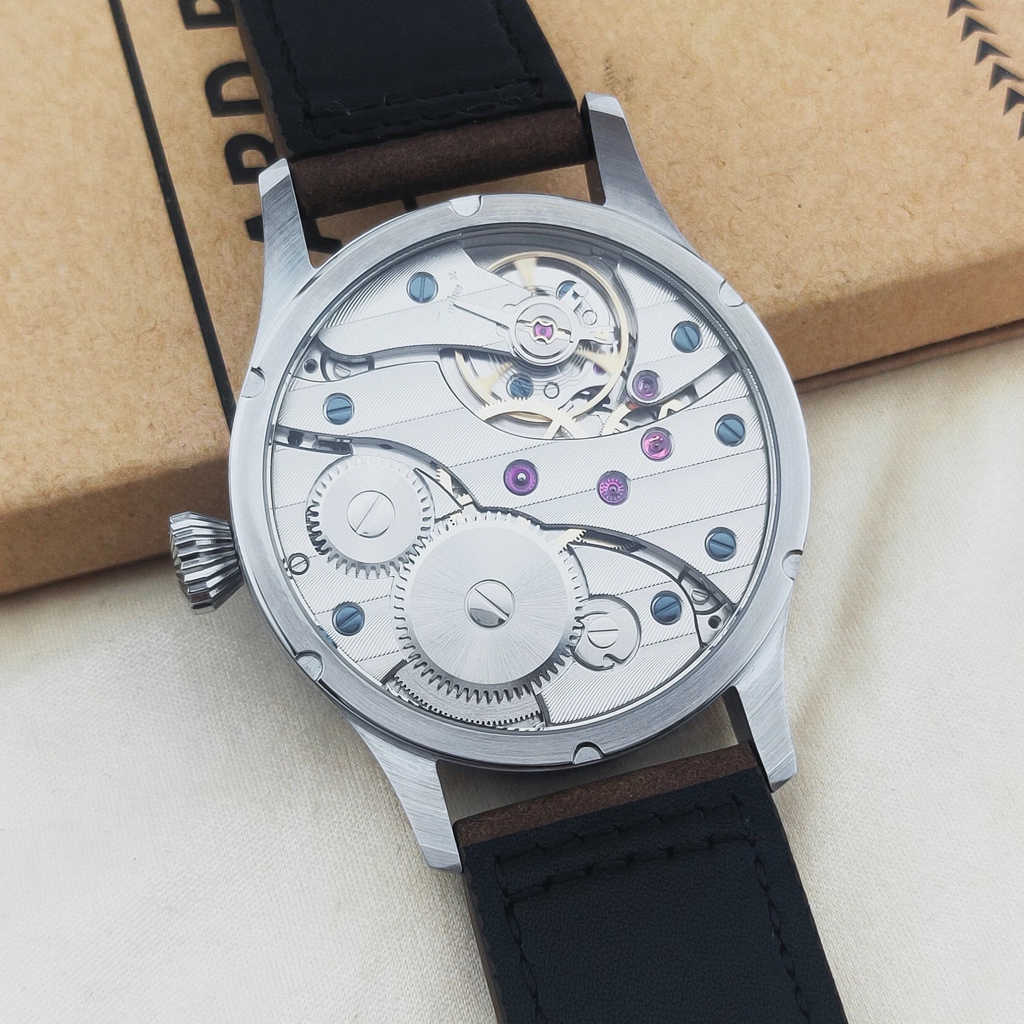 Corgeut Orologio Lusso Vetro Zaffiro 42 Quadrante Movimento Manuale ETA6497 Cassa Acciaio 316L Resistente All Acqua 30M