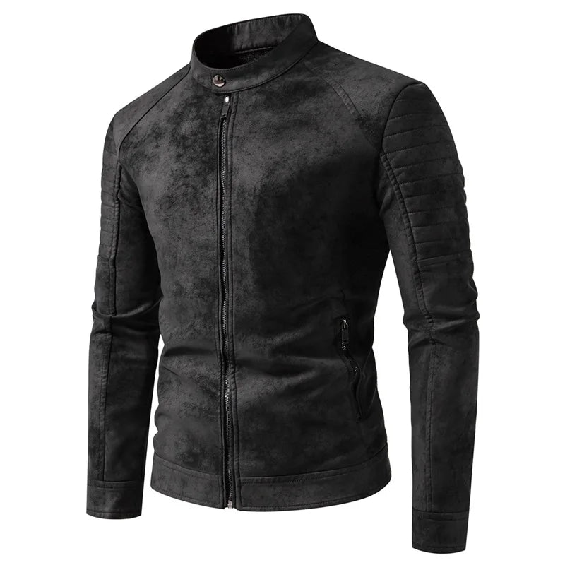 Cappotto Da Uomo Antivento Traspirante Autunno Inverno Giacca Casual Pelle Retrò Colletto Coreano Versatile