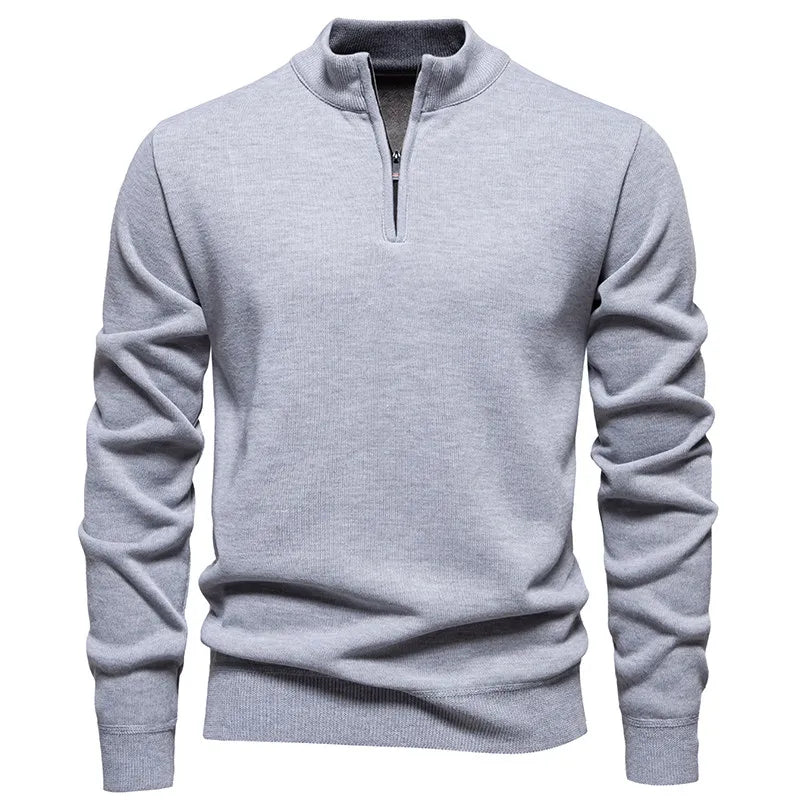 Maglione Uomo Pile Spesso Autunno Inverno Slim Fit Con Mezza Cerniera Collo A O Solido Versatile Nuovo