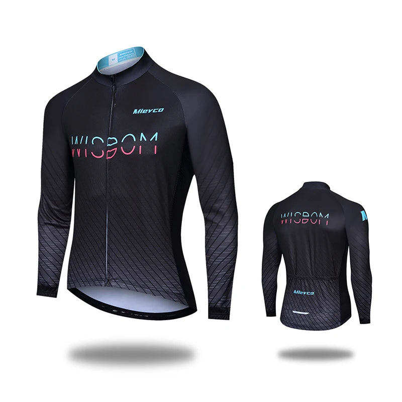 MIEYCOM Abbigliamento Ciclismo Uomo Maniche Lunghe Giacca Traspirante Protezione Solare MTB Corsa Primavera Autunno