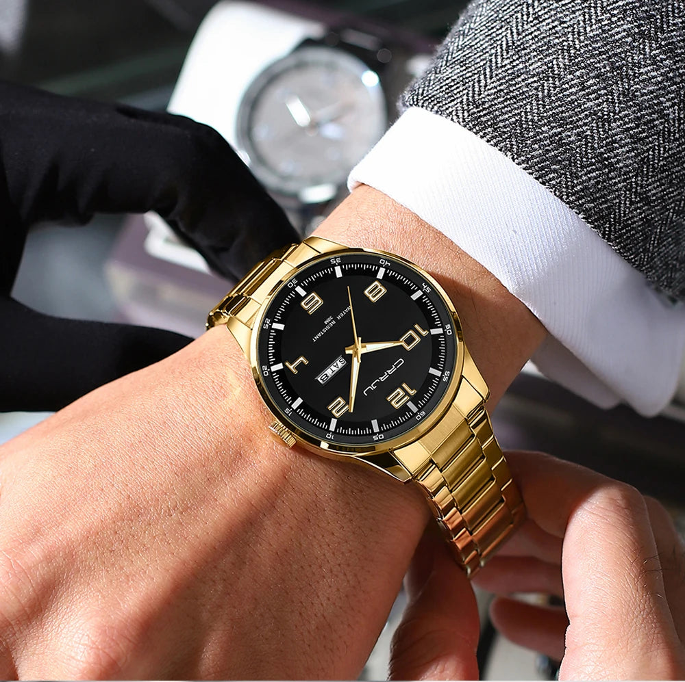 CRRJU Orologi Da Uomo Nuovi Casual Business Cinturino In Acciaio Inox Quarzo Con Data Lancette Luminose