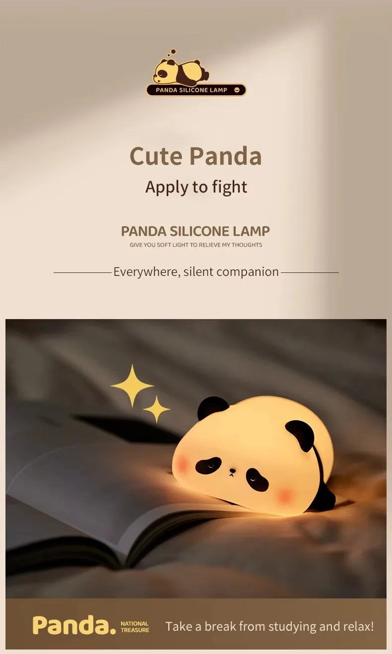 Lampada Notturna Panda Ricaricabile con Sensore Touch Silicone Dimmerabile Led per Comodino per Bambini Regalo