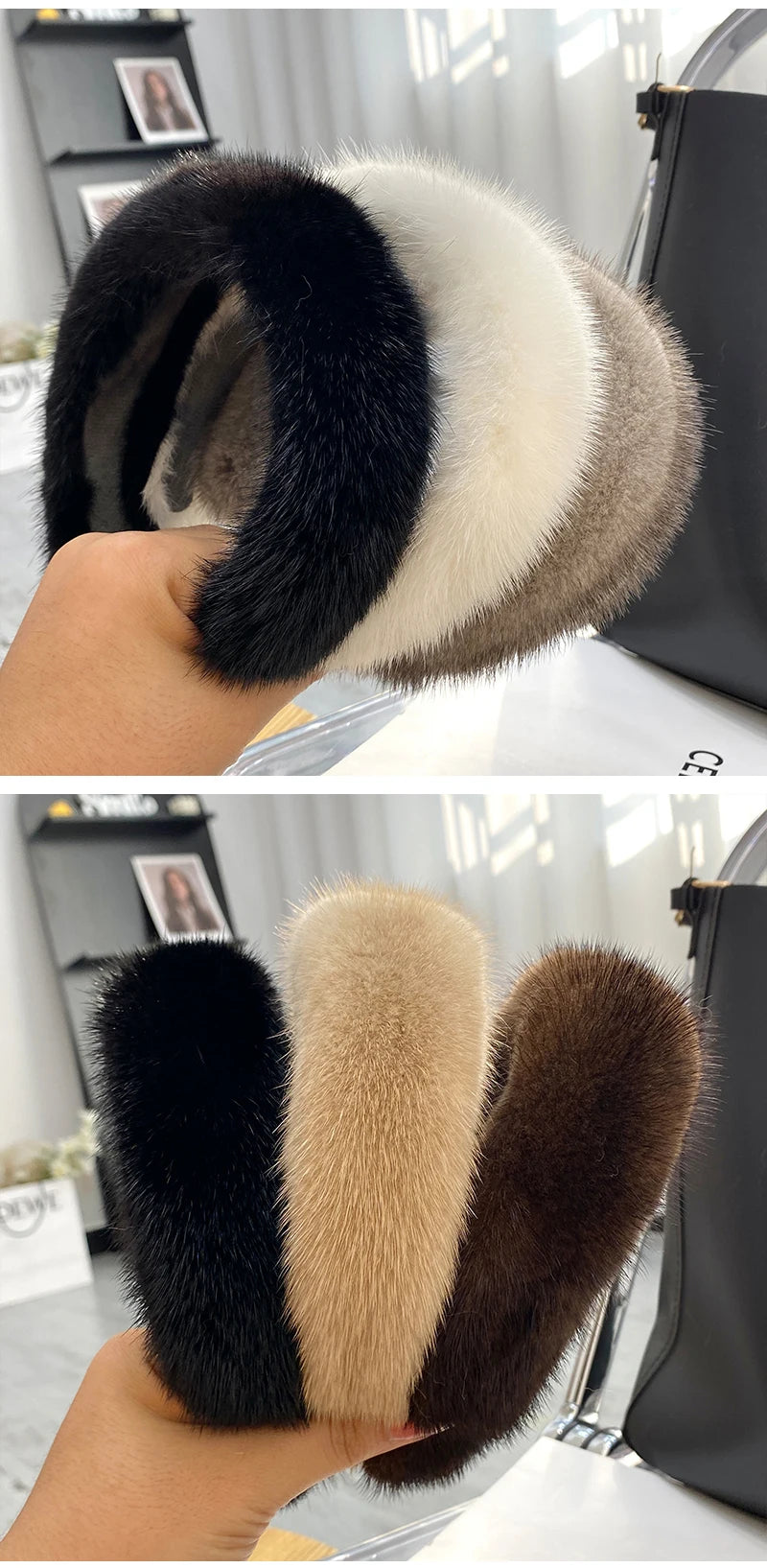 Fascia Per Capelli Inverno In Pelliccia Vera Di Visone Alta Qualità Per Donne Lusso Regalo Elegante