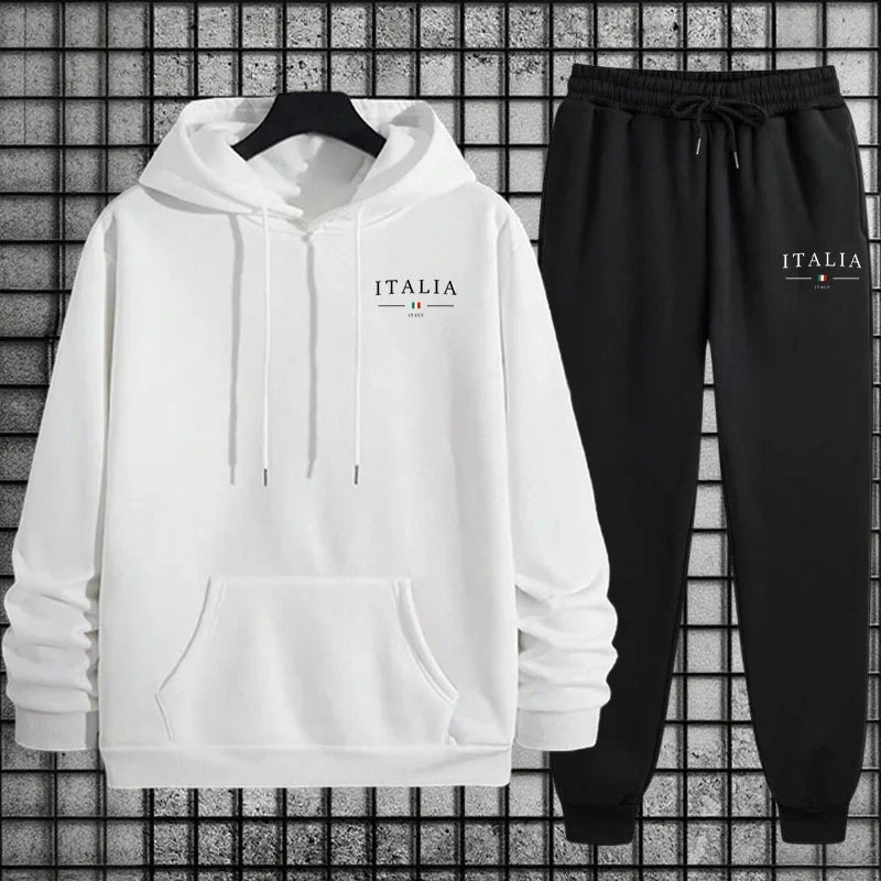 Tuta Da Uomo Di Qualità Con Cappuccio Monopezzo Felpe Con Stampa Streetwear Autunno Inverno Pantaloni