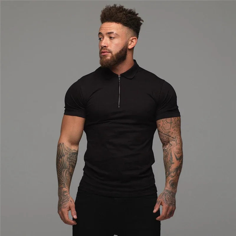 Polo Da Uomo Maniche Corte In Cotone Nuova Abbigliamento Sportivo Fitness Di Tendenza Per Bodybuilding