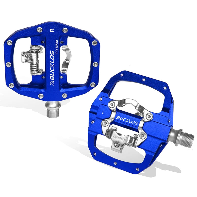 Bucklos Pedali MTB Piatto Piattaforma in Lega di Alluminio con Sistema SPD Integrato Compatibile Mountain Bike