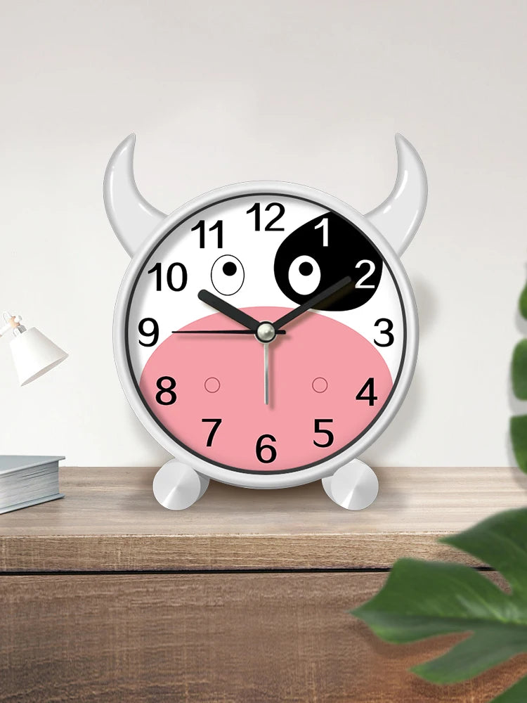 Sveglia Educativa per Bambini Carina Rotonda Silenziosa per Camera da Letto Desktop Decorazione Animale