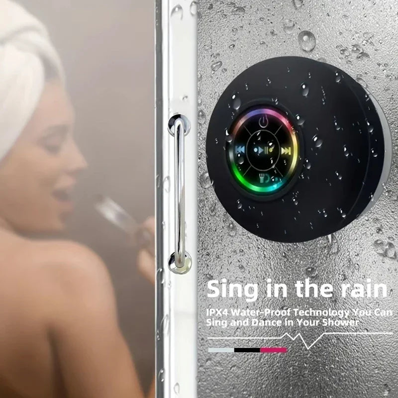 Altoparlante Bluetooth Senza Fili Ventosa Impermeabile Per Doccia Con Luce LED Ricarica USB Per Bagni E Viaggi