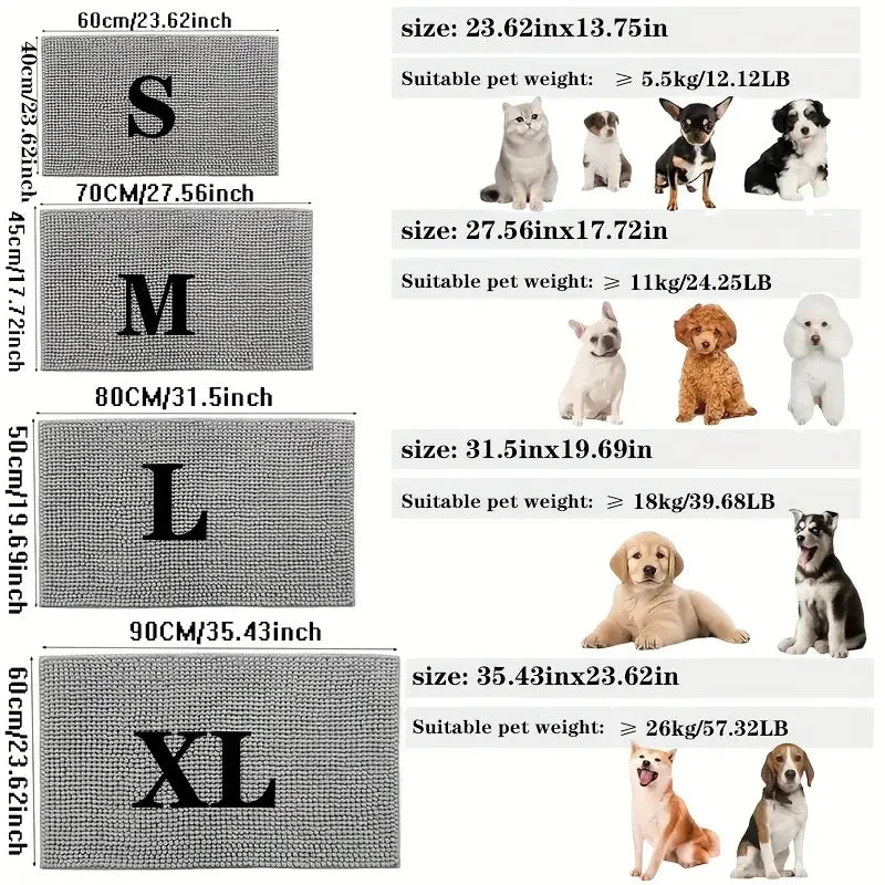 Tappetino Antiscivolo Lavabile Per Cani Assorbe Umidità E Sporco Microfibra Per Asciugatura Rapida Ideale Zampe Fangose