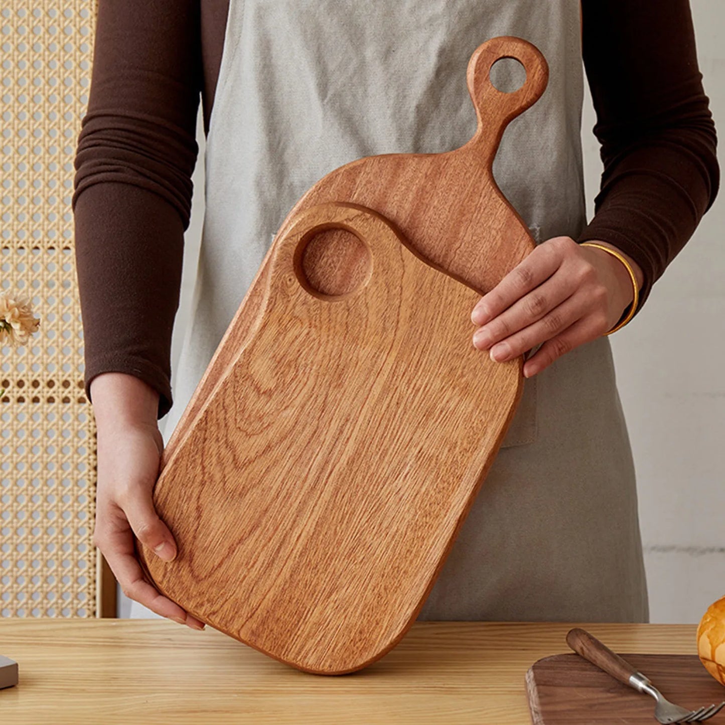 Tagliere In Legno Intagliato Rotondo Per Frutta E Bistecche Piatto Da Pranzo Per Bambini