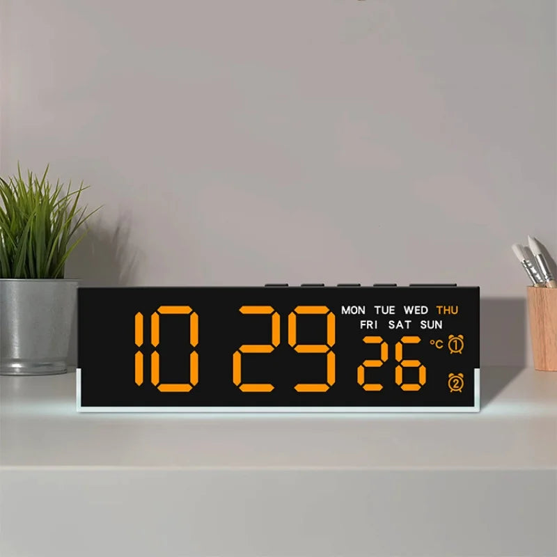 Sveglia Digitale USB Con Luce D'Ambiente Bianca Orologio Da Tavolo LED 12/24 Ore, 3 Livelli Di Luminosità, DST