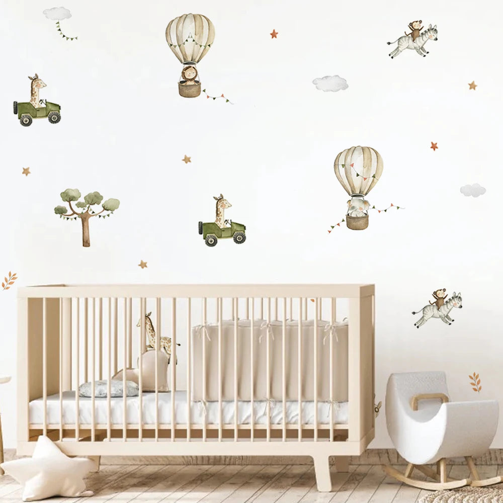 Adesivi Murali Animali Balloon Elefante Leone Giraffa Per Cameretta Neonati E Bambini Decorazione Casa