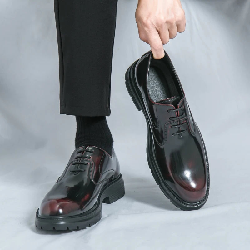 Scarpe Da Uomo In Pelle Con Suola Spessa Formali Da Lavoro Oxford Classiche Fatto A Mano Calzature Casual