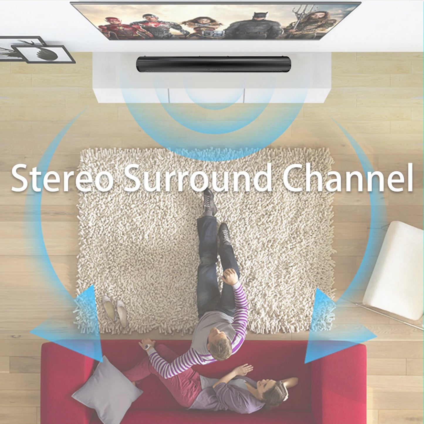 Barra Audio Bluetooth 5.1 Per TV E PC Cablata E Wireless Con Ingresso RCA Batteria Integrata Home Theater