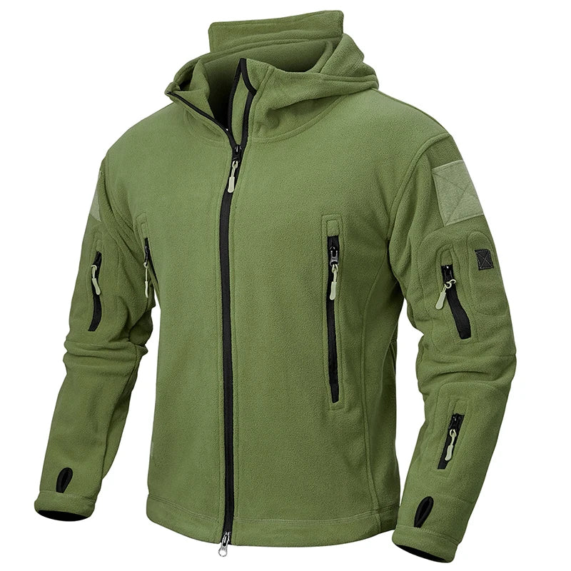 Giacca Invernale In Pile Tattico Da Uomo Calda Con Cappuccio Esterno Polare Escursionismo Sportiva Casual Con Zip