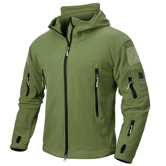 Giacca Invernale In Pile Tattico Da Uomo Calda Con Cappuccio Esterno Polare Escursionismo Sportiva Casual Con Zip