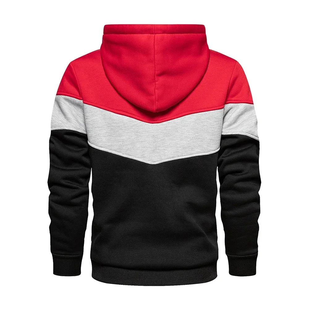Felpa Patchwork Con Cappuccio Uomo Abbigliamento Casual Ampio Pile Caldo Streetwear Autunno Inverno Sportivo
