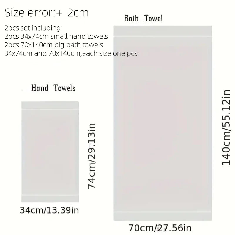 Set Di 2 Asciugamani Da Bagno In Fibre Di Bambù 34x74 Cm E 70x140 Cm Per Viso E Corpo Lavabili In Lavatrice