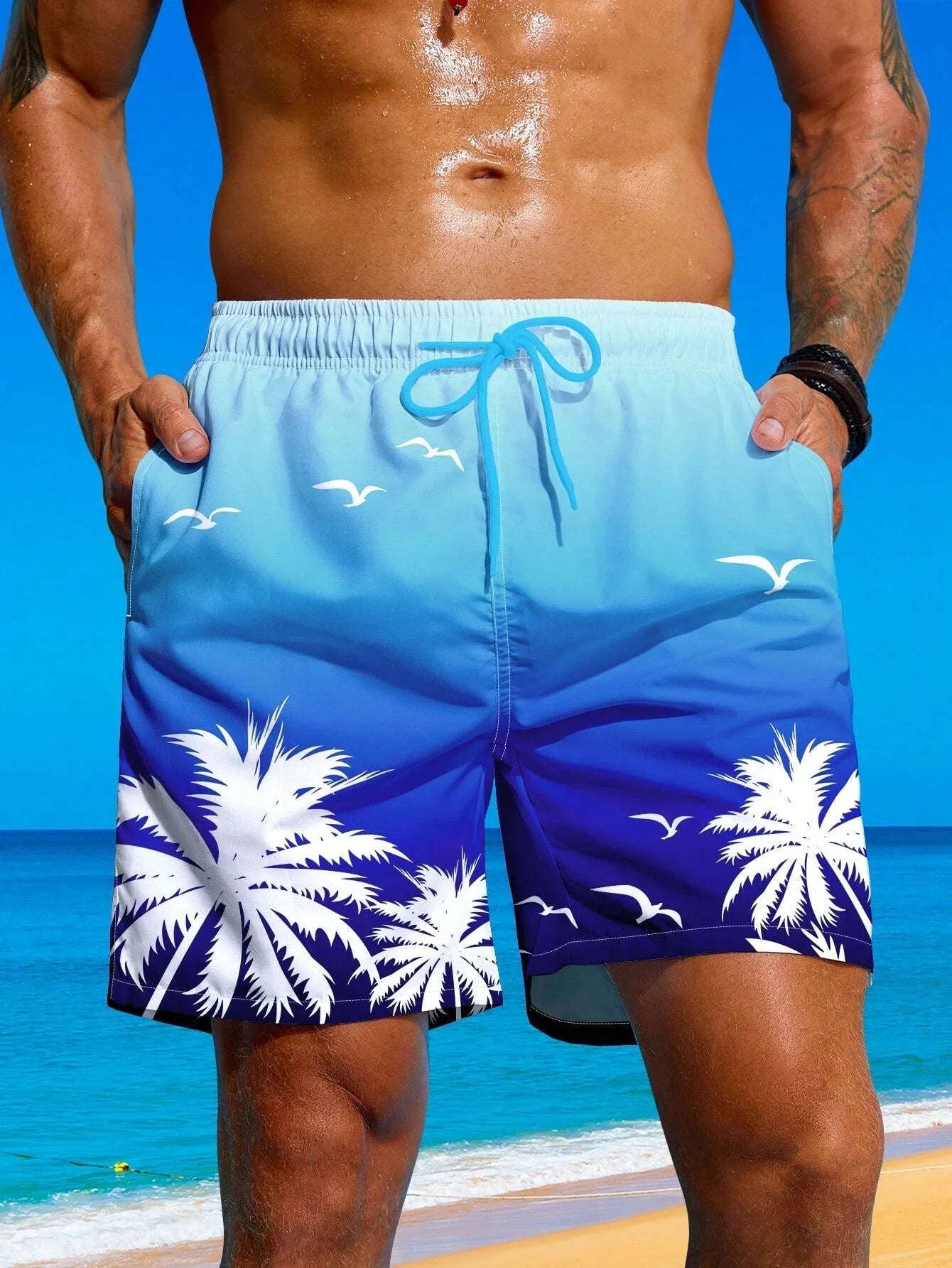 Pantaloncini da Spiaggia con Grafica Sfumata per Uomo Pantaloncini da Surf 3D Colorati e Pantaloni Corti Estivi Vacanza