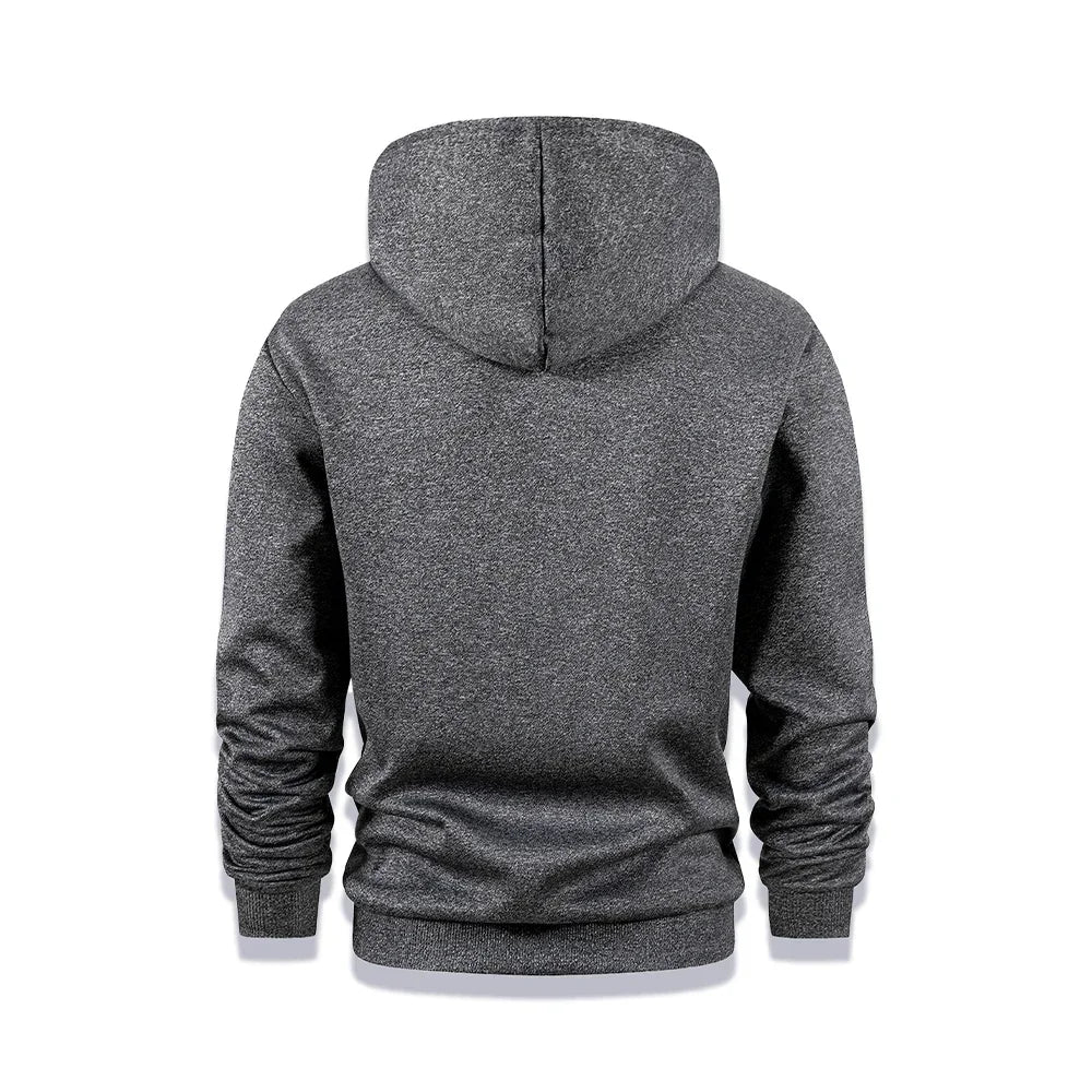 Uomo Felpa Termica Inverno Con Cappuccio Foderata In Pile Caldo Spesso Girocollo Solido Top Abbigliamento Streetwear