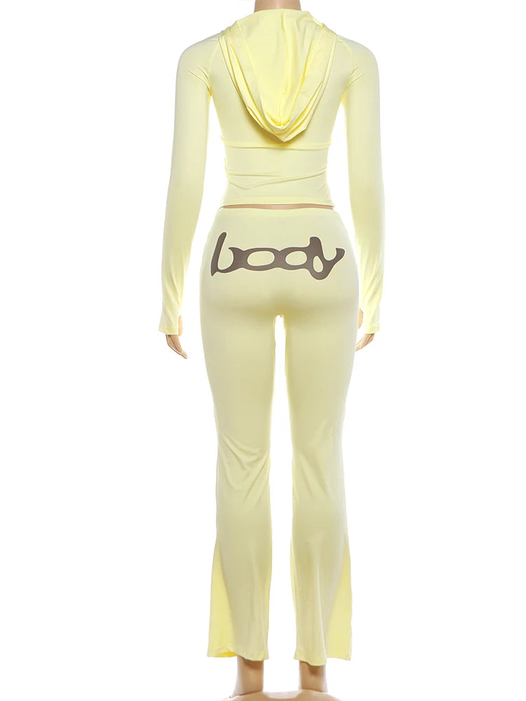 Tuta Due Pezzi Da Donna Con Giacca Cappuccio E Leggings Abbinati Slim Fit Streetwear Sportivo