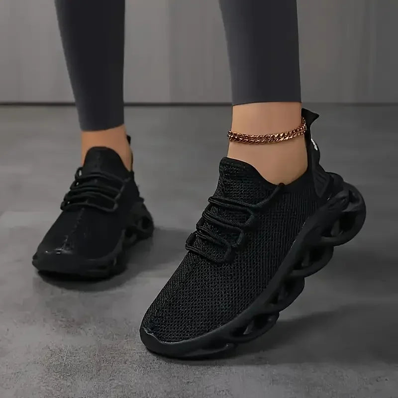 Scarpe sportive casual da uomo Sneakers leggere e traspiranti Scarpe da corsa nere in mesh per esterni Scarpe da passeggio per tennis da jogging atletiche