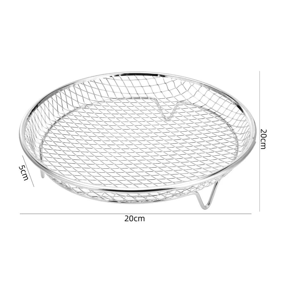 Friggitrice Ad Aria Cremagliera Impilabile Griglia Cestino In Acciaio Inox Antiaderente Per Air Fryer Vassoio