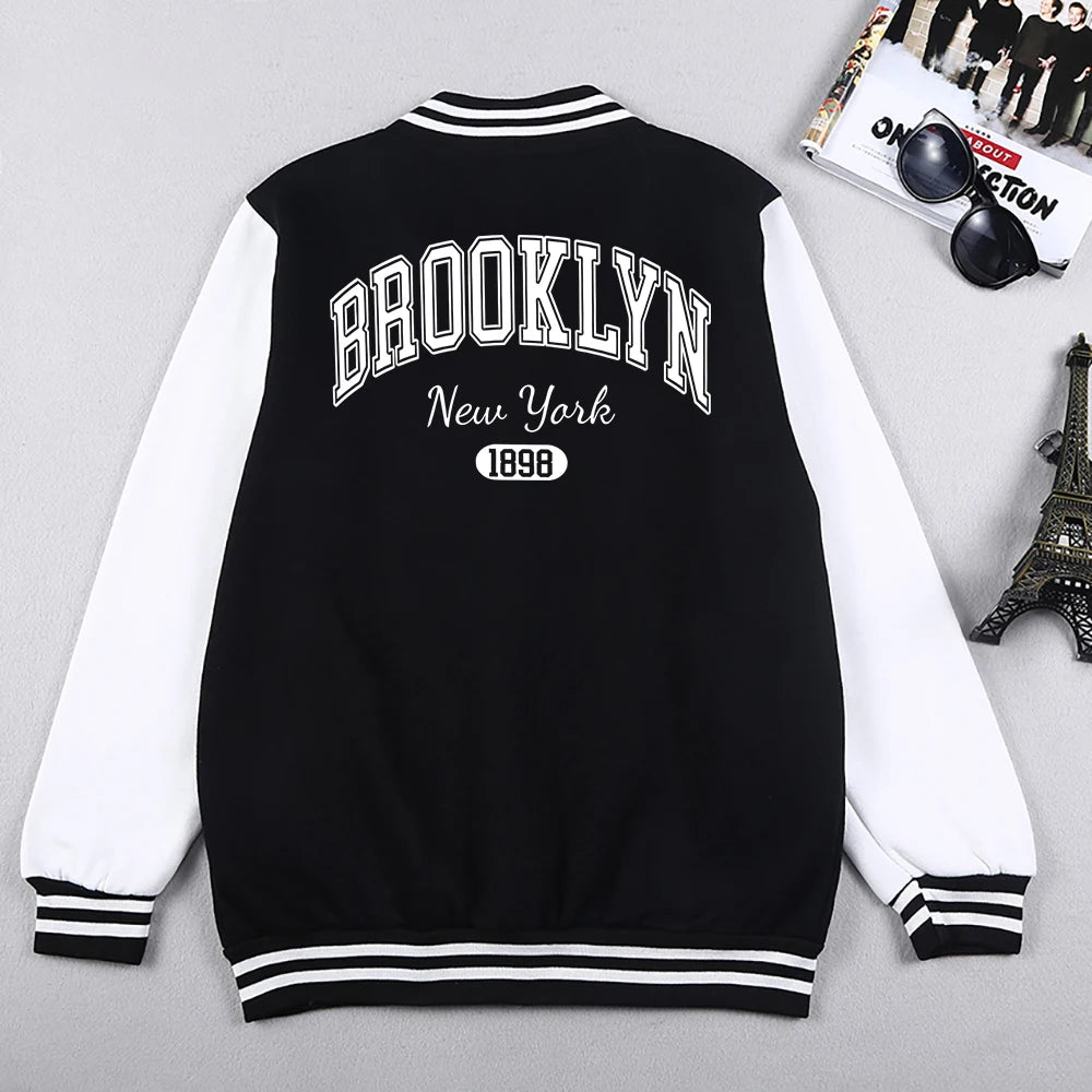Giacche Baseball Uomo Stile Preppy Casual Brooklyn New York 1898 City Letter S 5XL High Street Tops