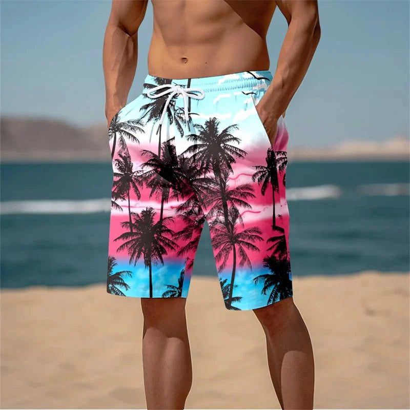 Pantaloncini Da Spiaggia Uomo Con Stampa Palme 3D Harajuku Surf Grafica Palmo Estate Costume Da Bagno Hawaii Fresco