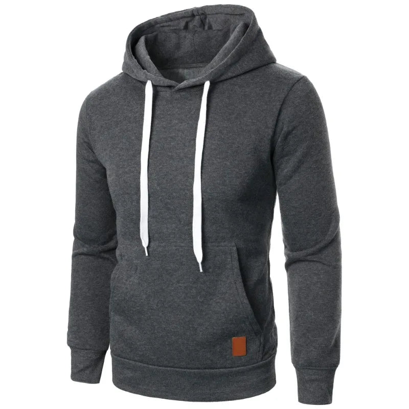 Felpa Con Cappuccio Da Uomo Leggera A Maniche Lunghe Streetwear Tinta Unita Con Coulisse
