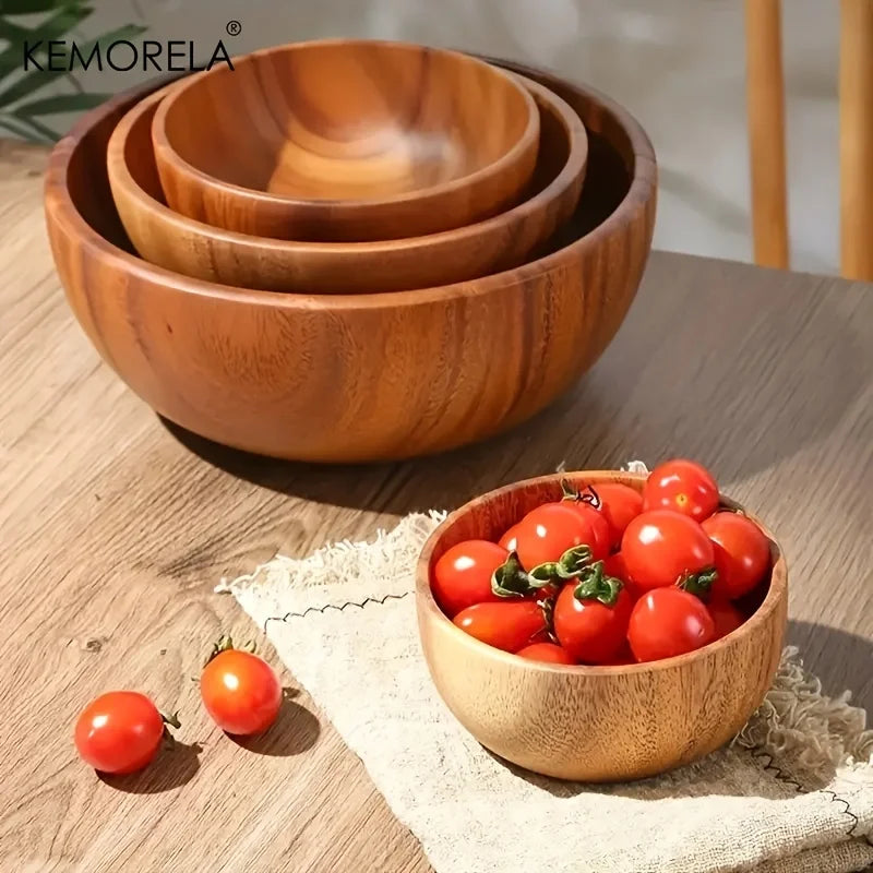 1 Pz Insalatiera In Legno Di Acacia Antiscottatura Per Bambini Decorazione Gelato Frutta E Verdura