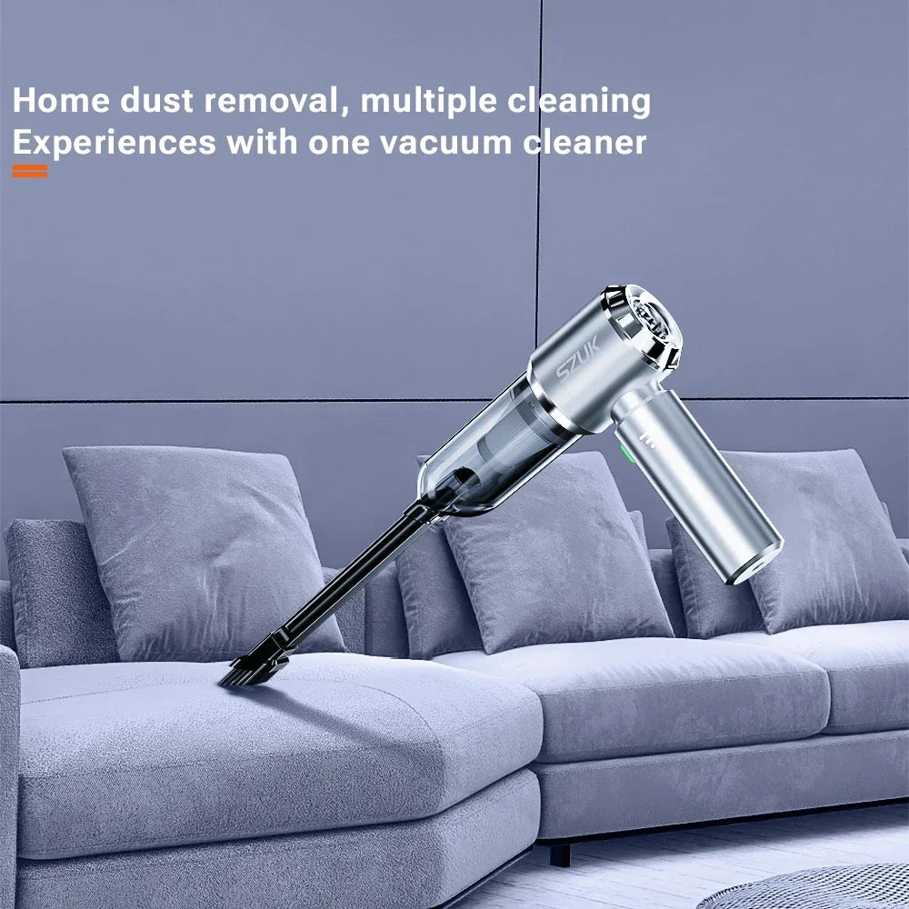 SZUK Aspirapolvere Senza Fili per Auto e Casa Potente 18000 Pa Mini Portatile Contenitore da 0,5 L