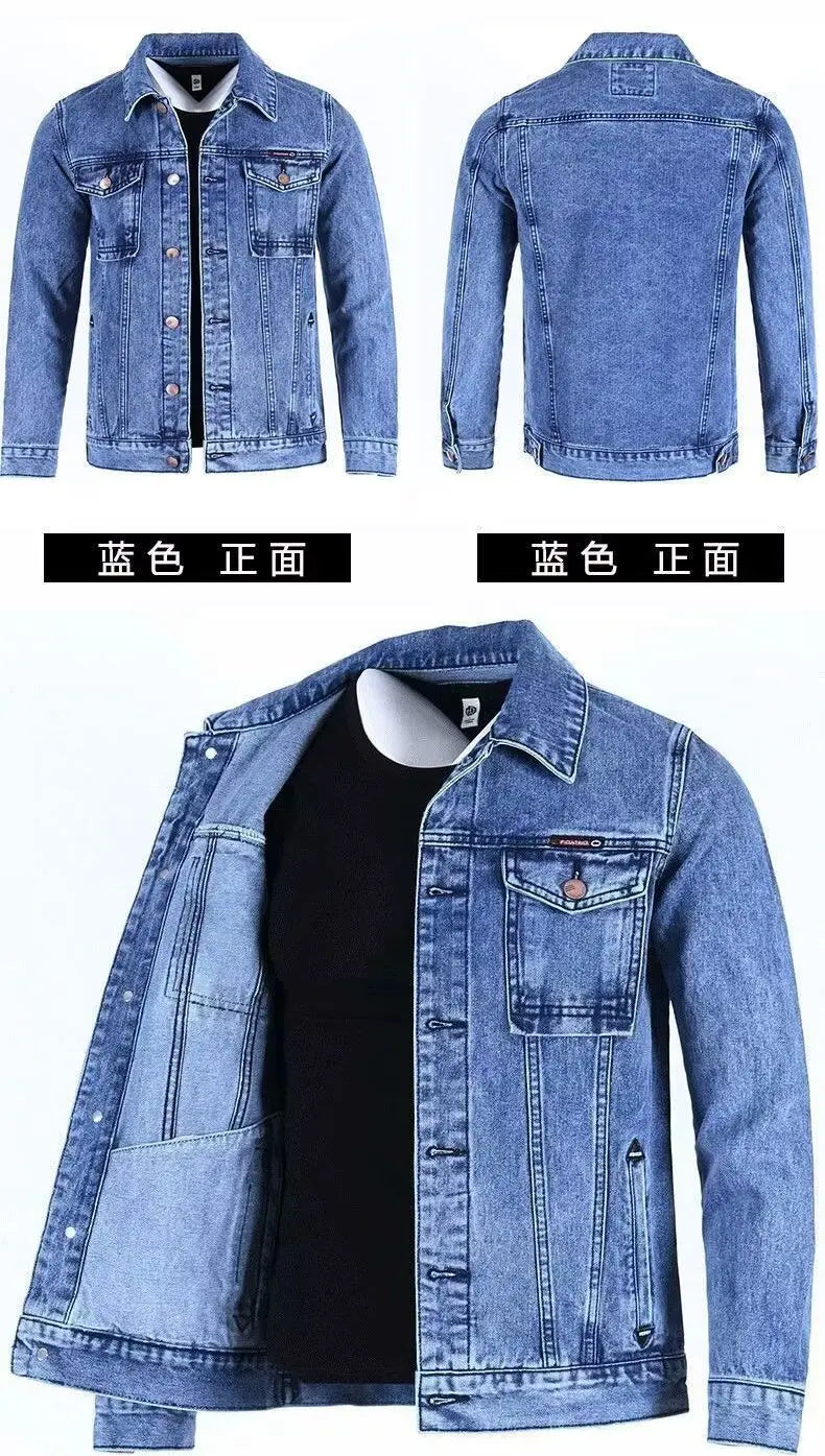 Giacca Da Lavoro Retrò Di Marca Per Uomo In Denim Pesante Nuova Taglia Grande Stile Americano Autunno Inverno