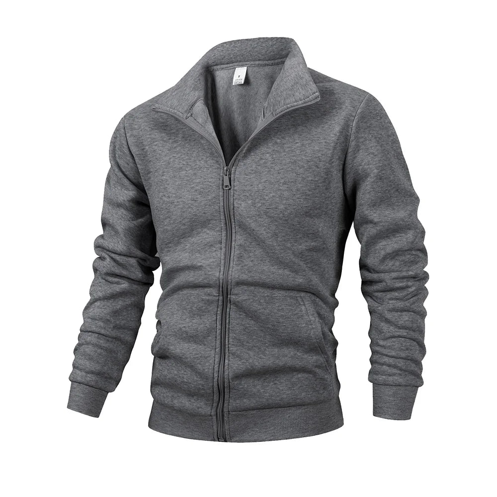 Giacca Uomo Con Cerniera Slim Fit Esterno Streetwear Tinta Unita Calda A Maniche Lunghe Per Primavera Autunno