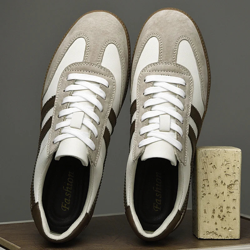 Scarpe Vulcanizzate Uomo Collezione Primaverile Scarpe Stringate Casual da Esterno Pelle Classiche da Passeggio Skate