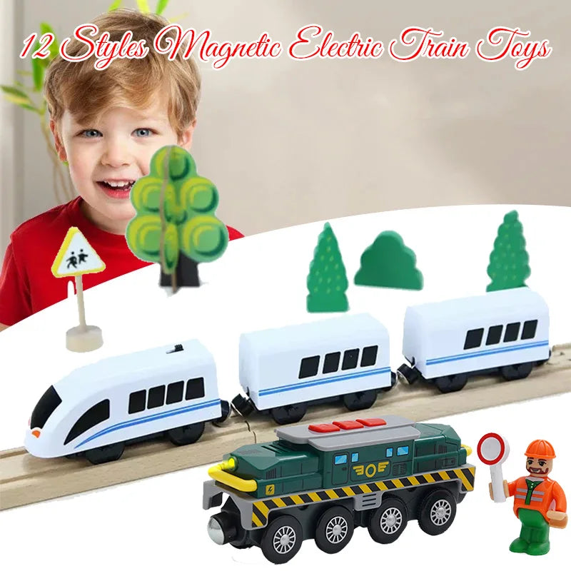 Locomotiva Magnetica Per Treno Ad Alta Velocità Di Simulazione Universale In Legno Per Giochi Educativi Ferroviari
