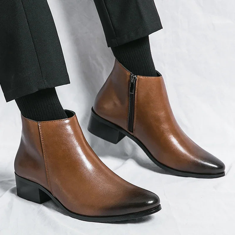 Scarpe Da Uomo Stivaletti Chelsea Impermeabili In Pelle Casual E Business Retrò Mocassini Classici