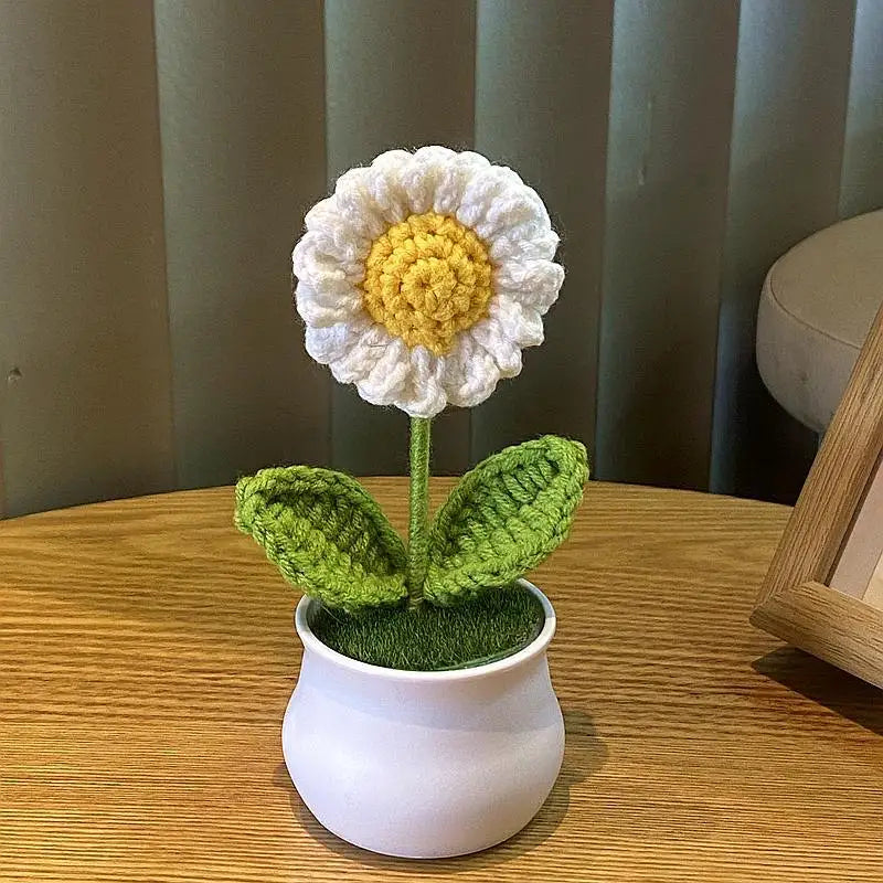 Fiore In Vaso Fai Da Te Rosa Mini Tessuti A Mano Per Scrivania Ufficio Decorazione Casa Filo Di Lana