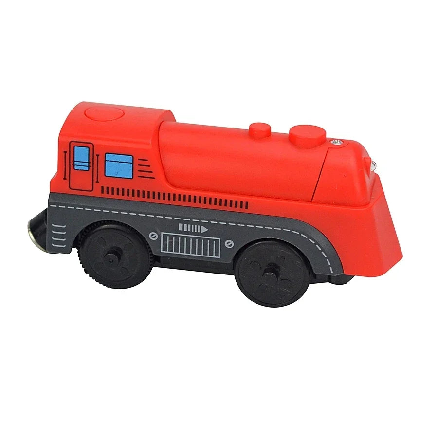 Treno Elettrico Magnetico Locomotiva Per Slot Auto Binario In Legno Con Due Carrelli Giocattolo Leduo Track