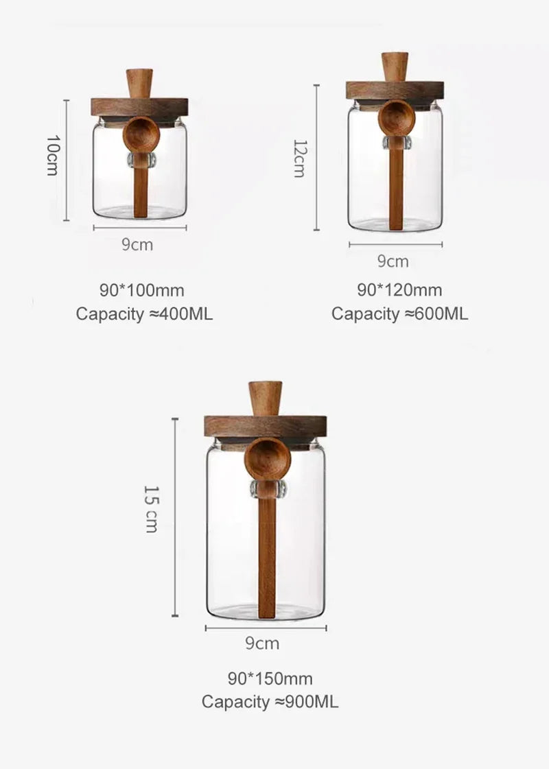 JUSTINLAU Barattoli In Vetro Sigillato Per Cereali E Chicchi Di Caffè Con Cucchiaio E Spezie Da Cucina 400ml 600ml 900ml