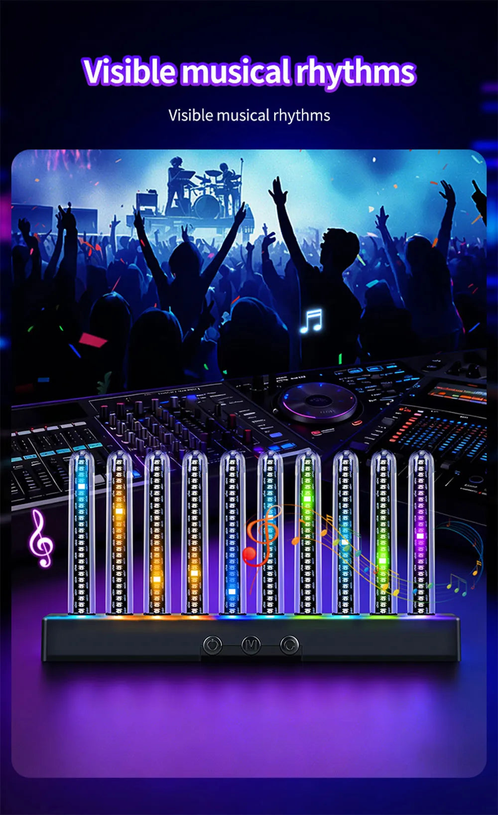 Luce Ambientale RGB Con Sensore Sonoro Striscia LED Sincronizzata Con La Musica Per Auto USB E Cruscotto
