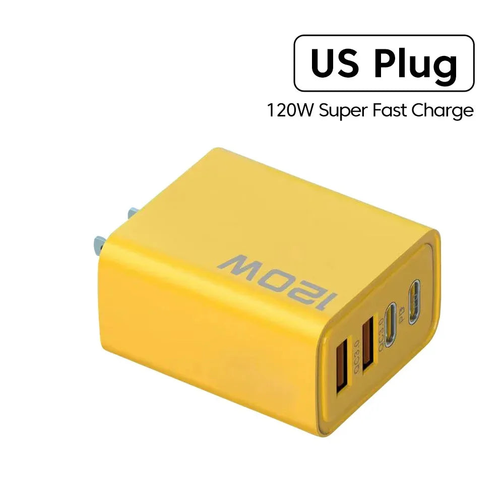 Caricatore USB C PD GaN a Quattro Porte da Parete 120W Ricarica Rapida per IPhone 16 15 14 Samsung Huawei