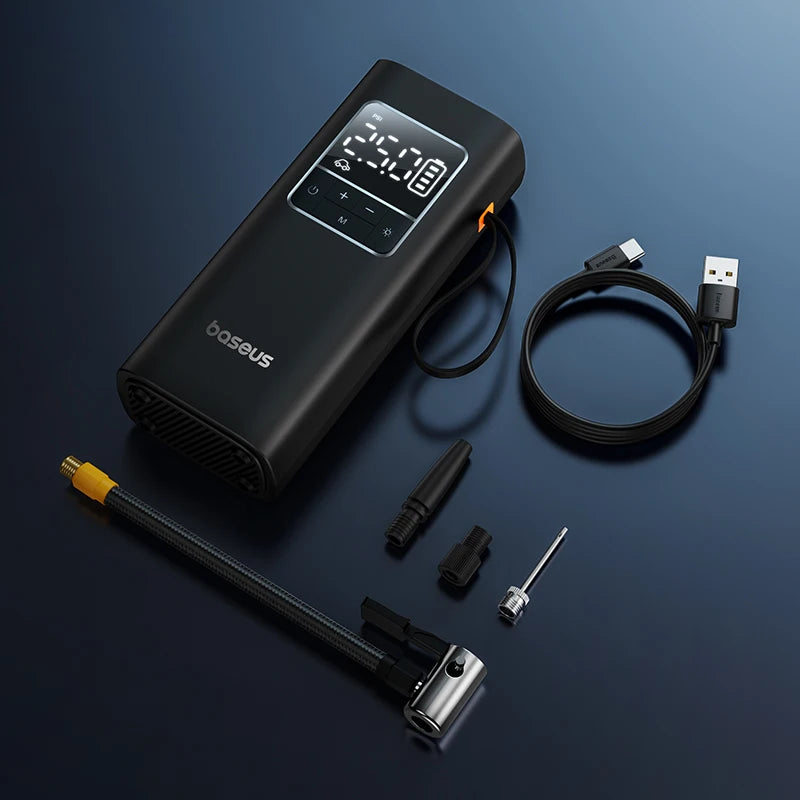 Baseus Pompa Aria Wireless Portatile Digitale 4000mAh Per Auto Moto Bici Gonfiaggio Veloce Controllo Digitale