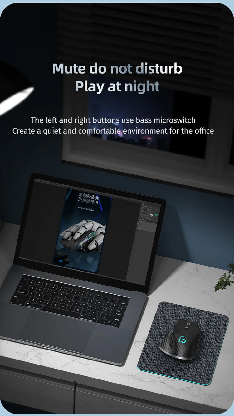 Mouse Wireless Multi Dispositivo Bluetooth 5.0 e 3.0 2.4G Ottico Portatile Ergonomico Per Computer Mano Destra