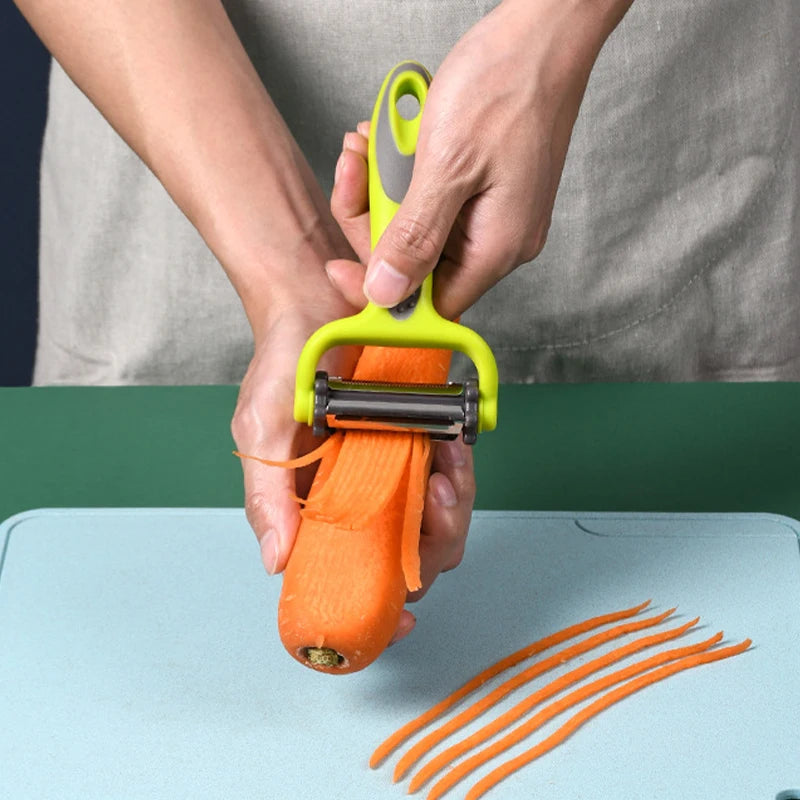 Pelapatate Rotante 3 In 1 Per Frutta Verdura Grattugia Affettatrice Cucina Multifunzione In Acciaio Inox