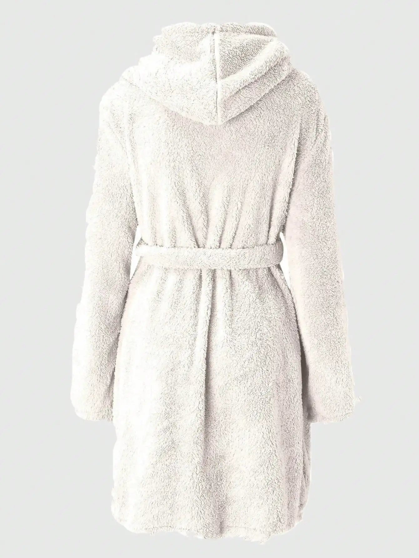 Vestaglia Da Donna Con Cappuccio Tinta Unita Con Cintura Calda E Morbida Per Casa Autunno Inverno